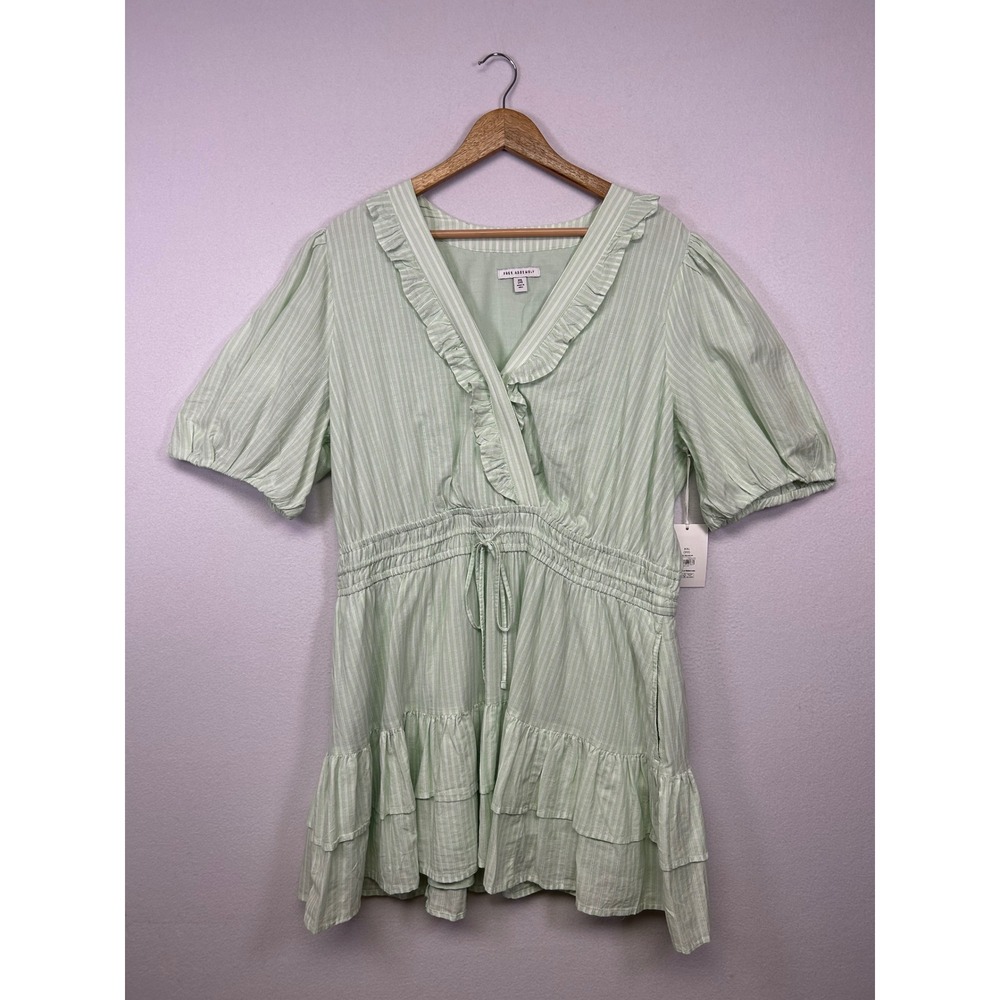 Cottagecore NWT Free Assembly Womens XXL Striped‎ Ruffle Puff Sleeve Mini Dress